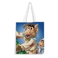 thumbnail image 1 of ALF: The Animated Series Bolso de tela con estampado de lienzo para mujer, bolsa de compras reutilizable y estética, con cremallera interior, regalo para mujer,38*45cm., 1 of 6