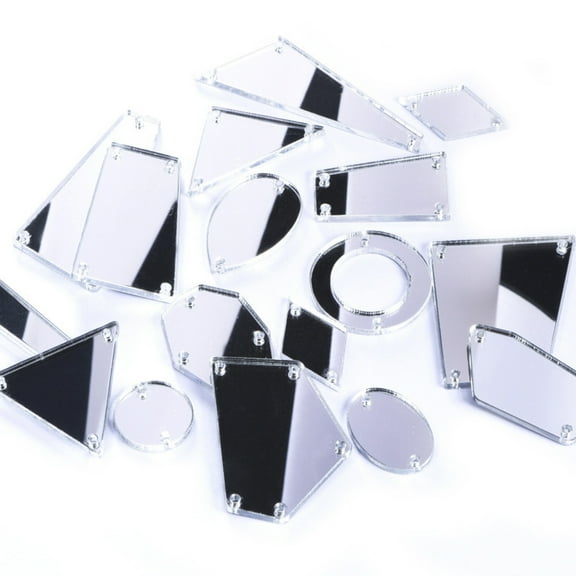 Acahhotxx Mirror Rhinestone, 20/50pcs Mix Size Acrylic Sewing Rhinestones Sew On Flat Back Sewing Stones Garment Dress Decoration - Silver Flat Bottom