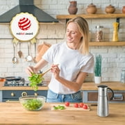Vucchini Stainless Steel Olive Oil Dispenser Bottle - 500ml Auto Flip Condiment Container With Automatic Cap and Stopper - Leakproof Design Vinegar Dispenser