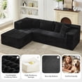 thumbnail image 2 of EuKer Sectional Couch, 105.7" Oversized Sofa Bed with Deep Seat for Living Room, Bedroom, Black, 2 of 7
