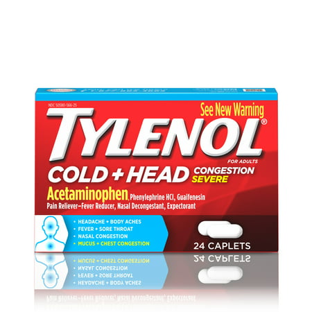 Tylenol Cold + Head Congestion Severe Medicine Caplets, 24 (Best Over The Counter Medicine For Severe Lower Back Pain)