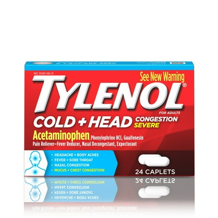 Tylenol Cold + Head Congestion Severe Medicine Caplets, 24 (Best Medicine For Head Cold And Congestion)