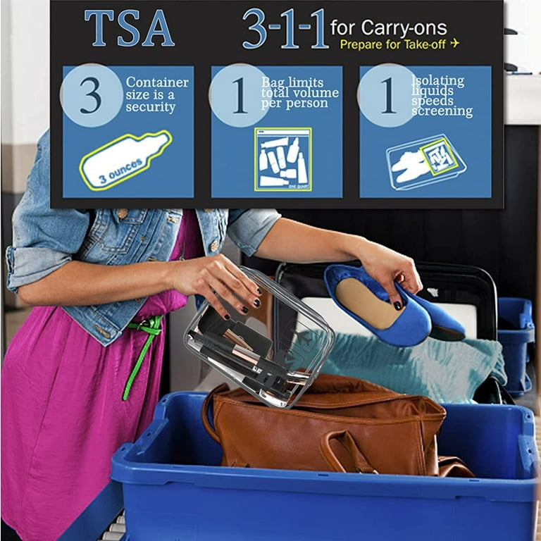 TSA Approved Toiletry Bag, Clear Makeup Bag Waterproof Quart Size