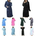 thumbnail image 3 of Crowdstage Long Hooded Zipper Bathrobe for Women Man Flannel Fleece Robes Winter Warm Housecoat Nightgown Sleepwear Pajamas, 3 of 3