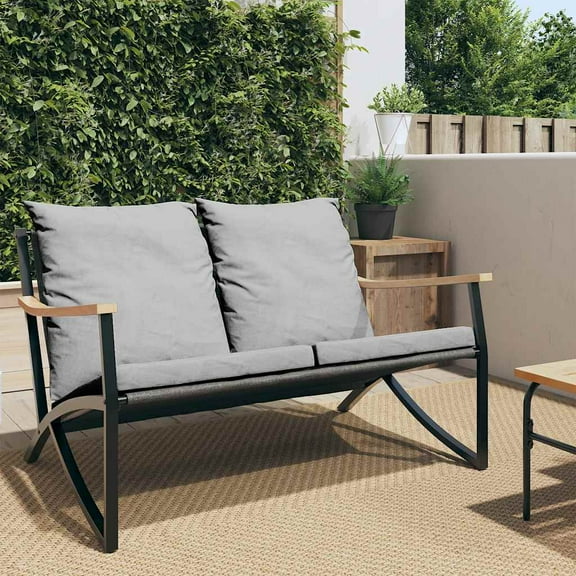vidaXL Patio Chairs with Cushions Seating Outdoor Garden Furniture Black Steel