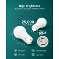 thumbnail image 3 of Sunco 10 Pack GU24 LED Light Bulbs 2 Prong A19, CRI91 2700K White, 9W Equivalent 60W, CFL Replacement 800 Lumens, Bright Dimmable, Twist & Lock GU24 Pin Base with Two Prongs Instant On UL, 3 of 7