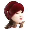 thumbnail image 2 of Skymirror Winter Ladies Hat Elastic Fit Plush Imitation Mink Velvet Windproof Solid Color with Floral Beret Women Supplies, 2 of 8