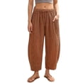 thumbnail image 3 of ibiyuan Travel Pants Women Wide Leg Palazzo Pants for Women Dressy Cropped Trousers Drawstring Lounge Pants Women for Work Lounge, 3 of 6