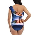 thumbnail image 5 of Pofeuu Lantern On Snow With Christmas Print Women's One Piece Swimsuits One Shoulder Swimwear Asymmetric Ruffle Monokinis Bathing Suits-X-Large, 5 of 6
