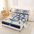 thumbnail image 2 of spefrowx Vintage Wooden Nautical Compass King Sheets for Kids, Navy Rope Anchor Bedding, 4-Piece, 1 Flat Sheet, 1 Fitted Sheet and 2 Pillowcases, 2 of 5