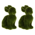 thumbnail image 2 of 2Pcs Easter Moss Bunny Furry Rabbit Figurine Sculpture Green, 2 of 7