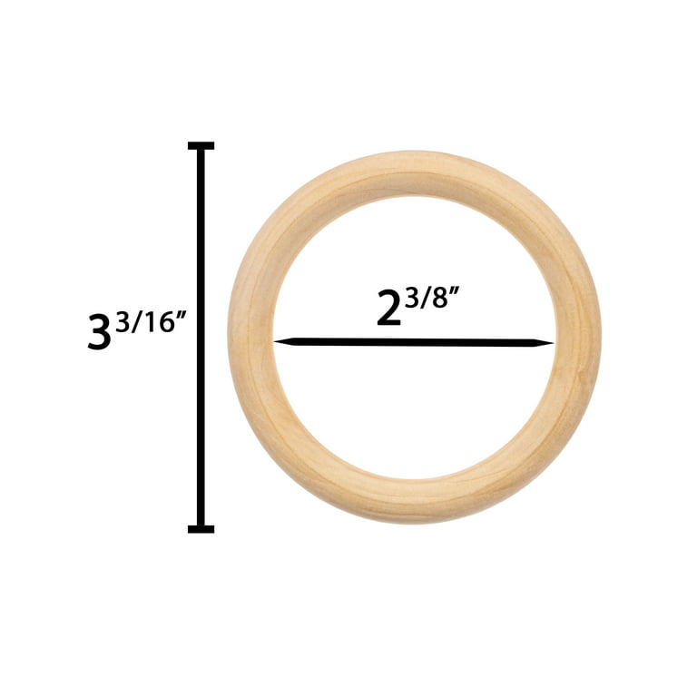 Craft County Unfinished Natural Wood Rings in Multiple Sizes & Packs for DIY Crafts & Projects - Jewelry Making, Macrame Wall Hanging, Napkin Ring