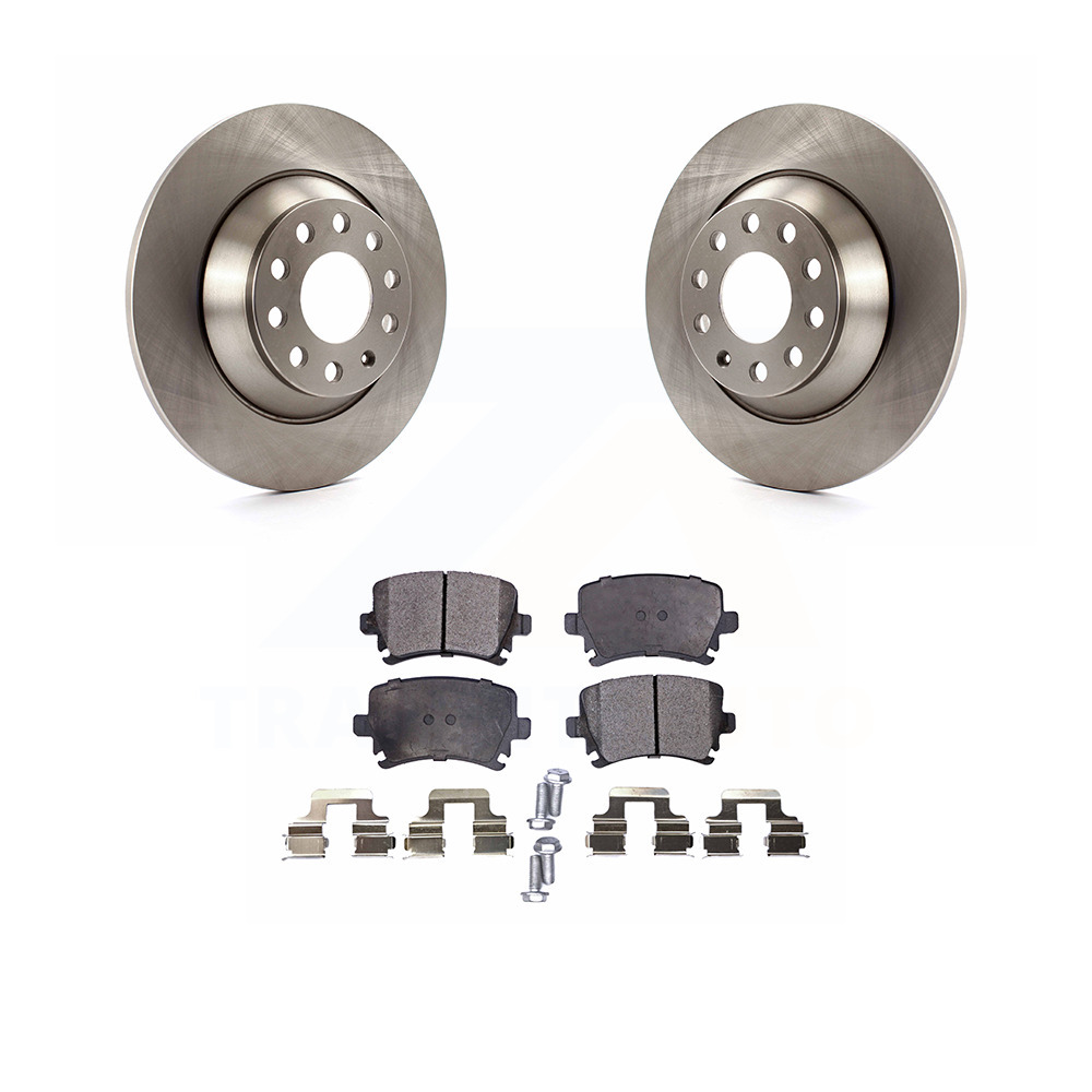 Rear Disc Brake Rotors And SemiMetallic Pads Kit For Audi A6 Quattro