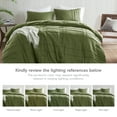 thumbnail image 4 of Regency Heights Cal King Comforter Set, Boho 3-Piece Pintuck Stitching Bedding Set, Soft Washed Pleated Bed Sets with Pillow Sham Olive Green, 4 of 10