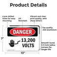 thumbnail image 2 of (2 Pack) 13200 Volts OSHA Danger Sign 10 Inch X 7 Inch Indoor / Outdoor Rust-Free Aluminum Metal Signs for Workplace, Workshop, and Construction Site, Made in the USA, 2 of 8