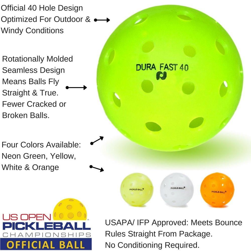 New Dura Fast 40 Outdoor Pickleball Balls 6 pak Neon Green