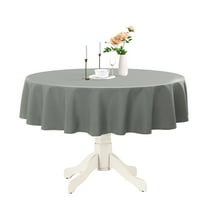 Romanstile Round Tablecloth 120inch LightGrey Polyester Table Cloths Wrinkle Resistant Washable Fabric Table Cover for Wedding Party Restaurant Buffet Table