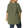 thumbnail image 4 of Agnes Orinda Women's Plus Size Blouses Casual Chiffon Pleated V Neck Work Shirts Tunic Tops 1X Olive Green, 4 of 10