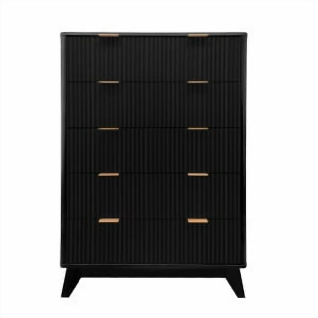 5 Drawers Dresser for Bedroom, 48" Tall Mid Century Modern Dresser Chest of Drawers, Fluted Tall Dressers for Bedroom, Living Room, Hallway, Entryway