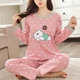 thumbnail image 4 of Cdar Fashion Women Cartoon Animal Print Long Sleeves O Neck Casual Long Pajamas Pants Set, 4 of 5