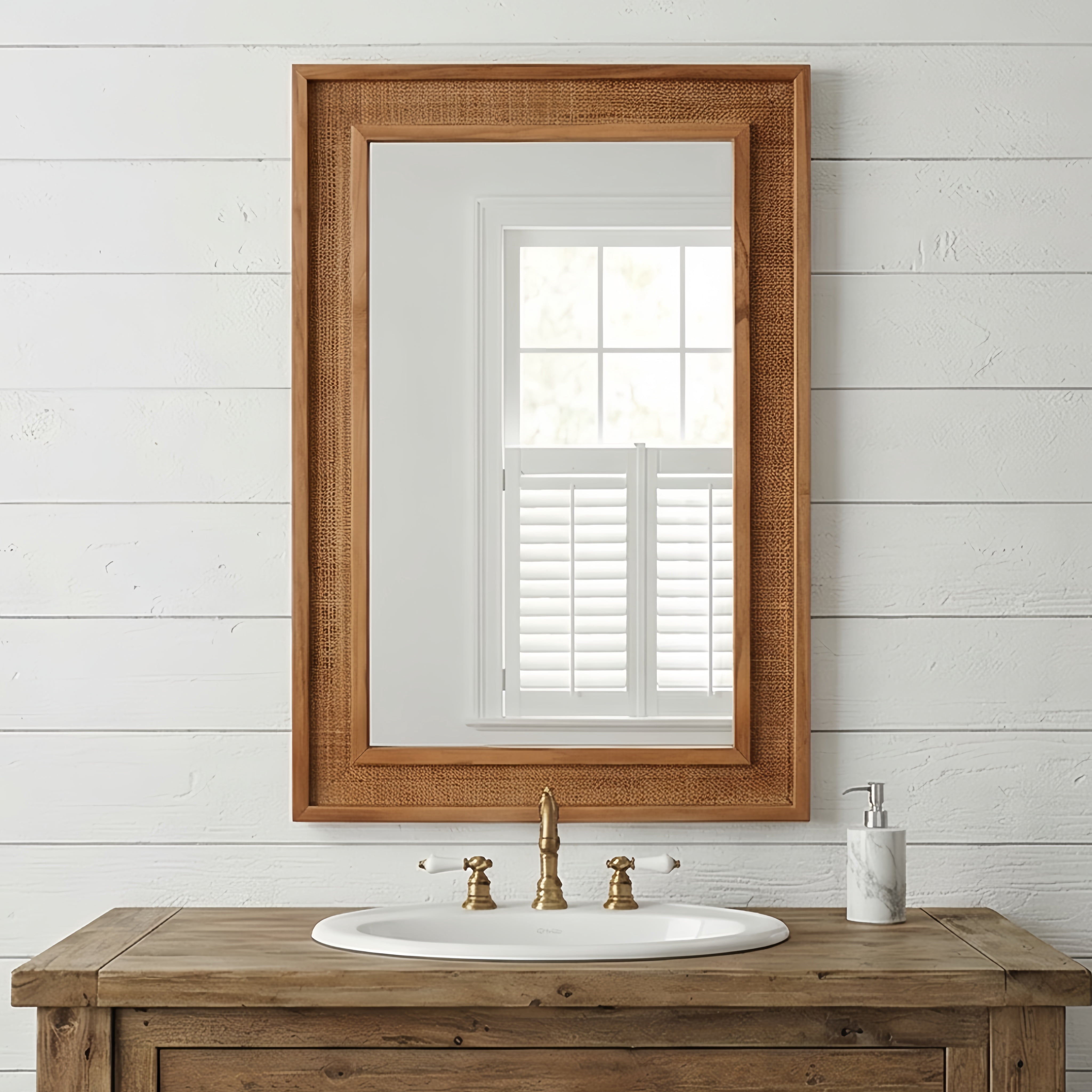 Leumius 36"x 24"Rectangular Bathroom Mirror Wall Mirror Wooden Frame Decorative Mirror for Farmhouse,Bathroom,Home Decor,Brown