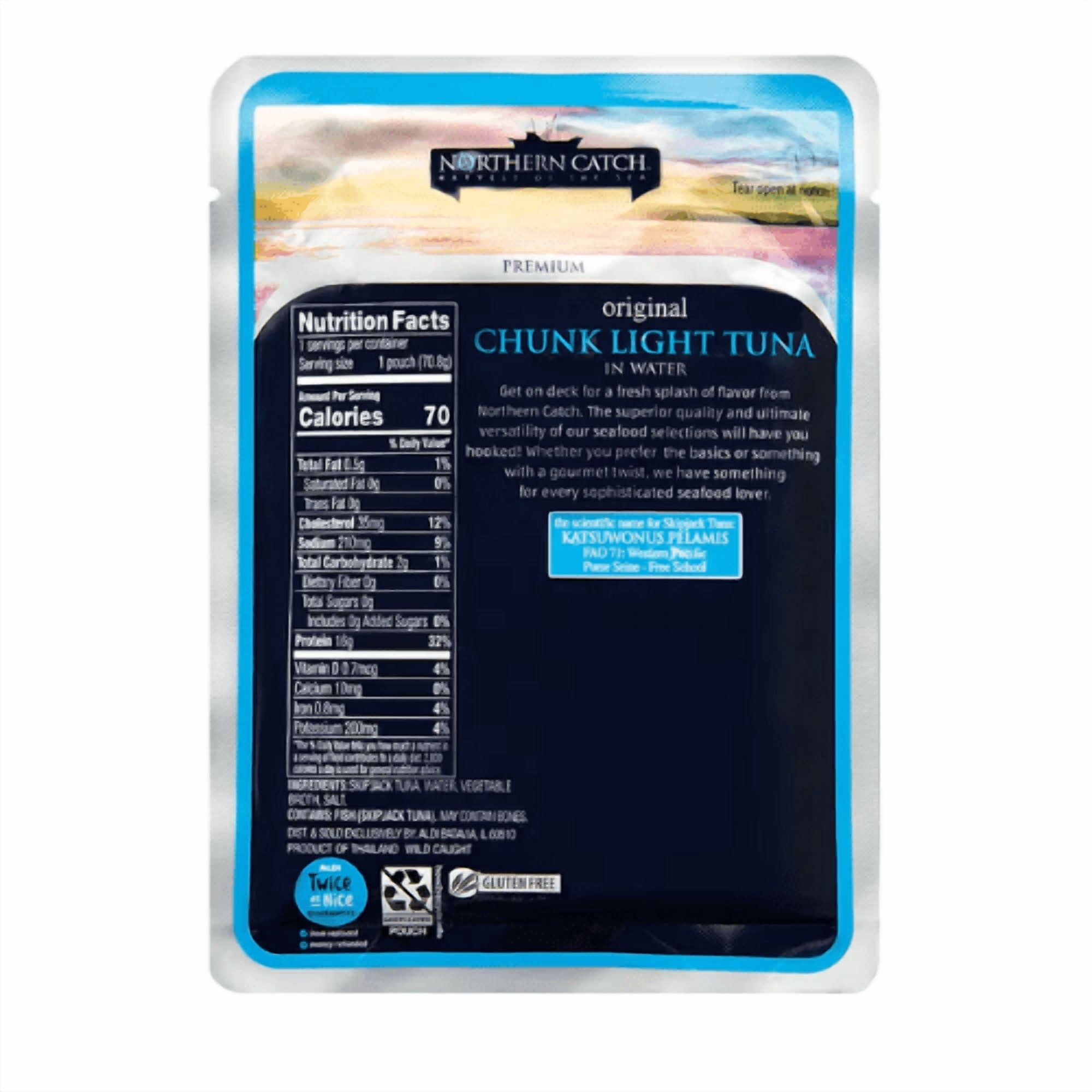 Northern Catch Original Chunk Light,Zesty Lemon Pepper Tuna and Sweet and Spicy Tuna in Water Pouch, 2.5 oz