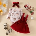thumbnail image 4 of Baby Girl Outfits Winter Baby Girls Christmas Tree Romper Dress Tutu Hairband Shoes Set Christmas Clothes, 9-12 Months, 4 of 7