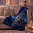 thumbnail image 6 of Wolf Portrait with Moon Phases and Stars, Mystical Rustic Style for Wildlife Lovers, Celestial Forest Motif and Father's Day Gift, Warm Flannel Blanket for Cabin and Bedroom, Home Decor, 6 of 9