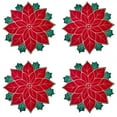 thumbnail image 2 of Holiday Christmas Embroidered Placemats Applique Poinsettia Placemats Christmas Flower C2505, 2 of 7