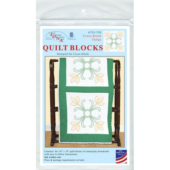 Cross-Stitch Tulips 18" Quilt Blocks