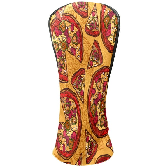 Golf Club Head Cover Waterproof Leather Golf Accessories HeadCovers Set Driver Headcover for Women Men Funny Food Pizza Delicious Pattern