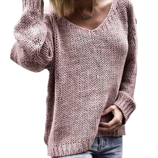 Guardurnaity Suéter de manga larga con cuello para mujer y adolescente, camisa de punto básica cálida para mujer, ropa de moda, accesorios Prendas para la parte del cuerpo XXL Rosa Guardurnaity AP009144-14