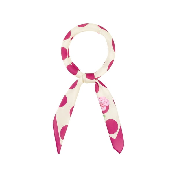 INSPIRAR CHIC Bufanda Cuadrada de 70 cm con Lunares para Mujeres, Diadema en Rosa Fucsia 27.56*27.56" (L*W)