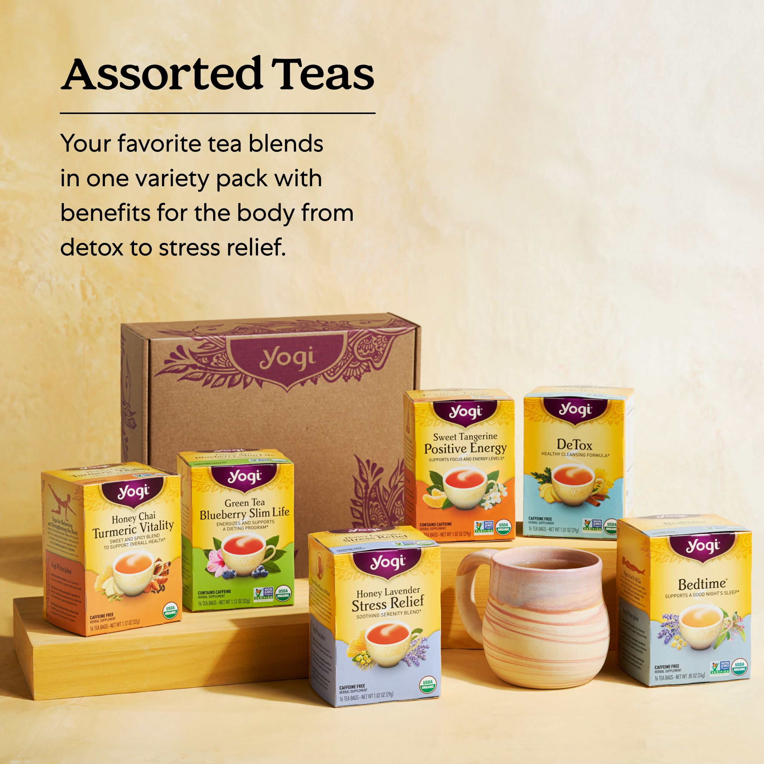 Yogi Tea Favorites Variety Pack Gift Box, Wellness Tea Bags, 6 Boxes of 16