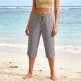 thumbnail image 5 of cocolona Womens Summer Swim Beach Capri Pants Elastic Waist Drawstring Split Swimsuit Pants with Zipper Pocket, 5 of 5
