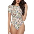 thumbnail image 1 of Balery Floral Body de cuello redondo de manga corta para mujer Tops de manga corta Tops básicos-Large, 1 of 7