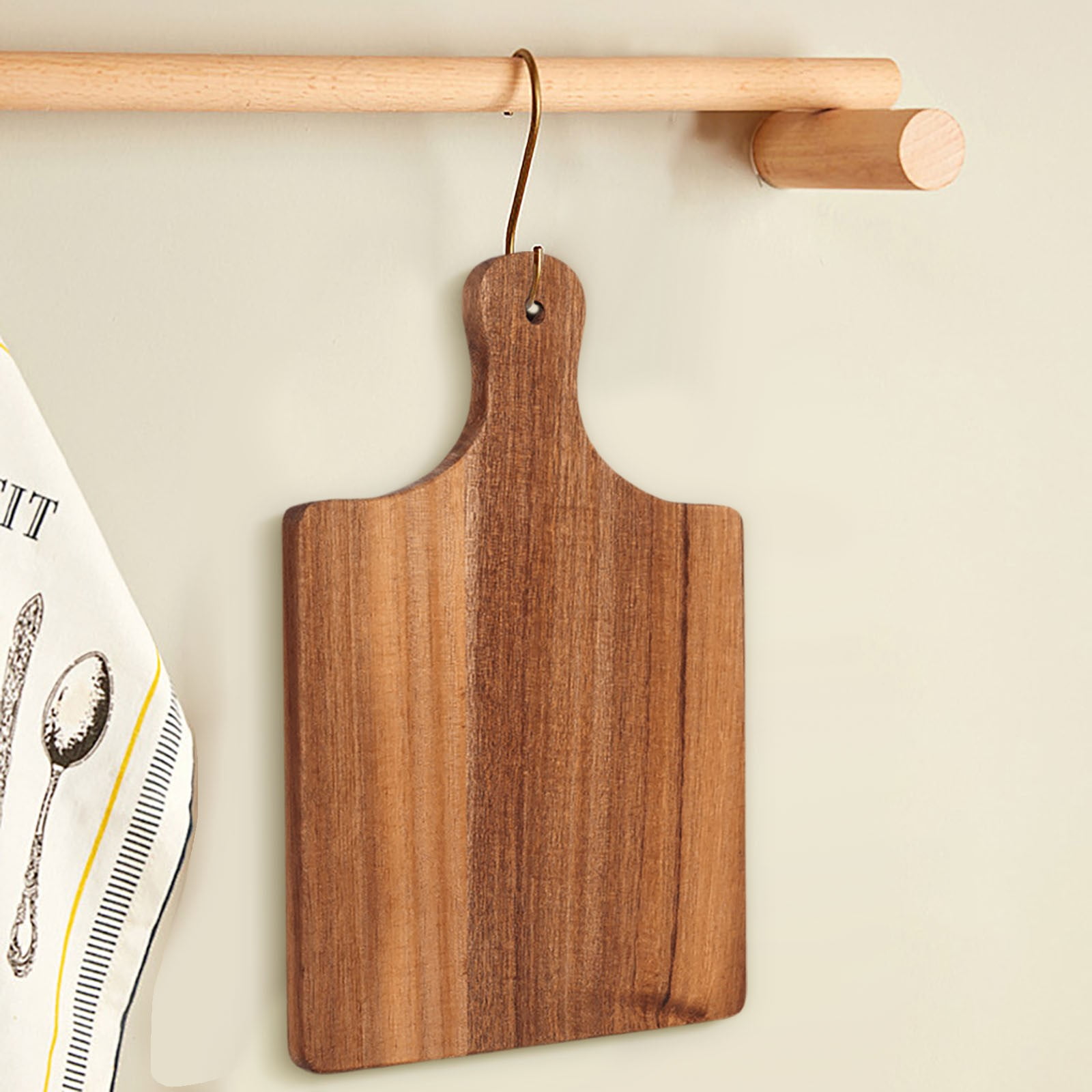 Wood Serving Board with Handle - Wooden Cutting Chopping Board for Meat, Vegetables, Bread, Charcuterie, Cheese Board - Food Serving Tray for Kitchen Appetizers