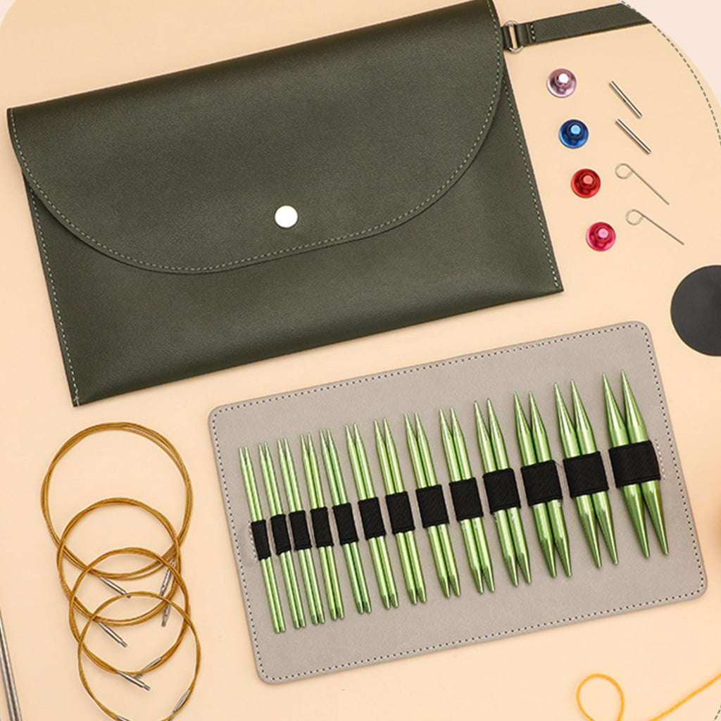 Geemin 13Pairs Interchangeable Metal Circular Knitting Needle Set with Case 3.0mm-10mm