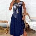thumbnail image 2 of Rvasteizo Striped Print Casual Dresses for Women Round Neck Sleeveless Patchwork Thin Summer Casual Outfit, 2 of 5