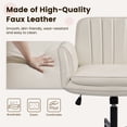 thumbnail image 5 of Waleaf Criss Cross Chair with Wheels & Armrests, Criss Cross Office Swivel Chair, PU Leather Vanity Chair with Back, Beige Comfortable Adjustable Vanity Desk Chairs for Home Office and Bedroom, 5 of 7