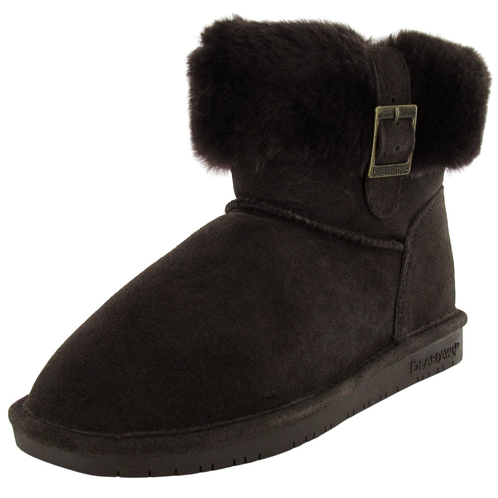 Bearpaw - bearpaw women's suede wool lined abby slip on winter ankle ...