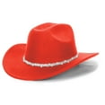 thumbnail image 3 of Riforla Men's and Women's Woolen Hats Western Cowboy Top Hat Three of Rhinestones Sun Hats Orange, 3 of 4
