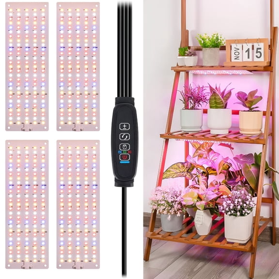 HIBIBUD Plant Grow Light,Red Blue Spectrum Grow Light for Indoor Plants,540 LEDs Growing Lamp with 4/8/12H Timer,3 Lighting Modes,10 Dimmable Levels,4 Pack