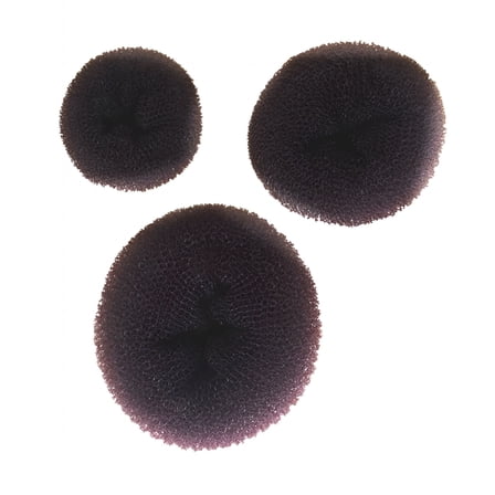 VANIDO 3pcs Hair Donut Bun Maker Sponge Hair Styling Tools Hairdressing Accessories (Coffee)
