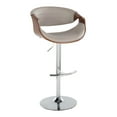 thumbnail image 4 of LumiSource Chrome Metal, Walnut Wood, Grey PU Symphony Adjustable Barstool - Set of 2, 4 of 6