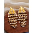 thumbnail image 2 of CrunchyFashion Indian Traditional Jewelry- Ethnic Bridal Bride Wedding Bridesmaid Antique Gold Kundan Crystal Studded Yellow Meenakari Pearl Dangle Earrings Set For Women, 2 of 4