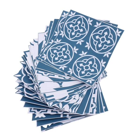 Tile Stickers, 24pcs Self Adhesive Square Wall Decals Wall Decals Waterproof Bathroom Shower Wall Wallpaper Floral Pattern Oil Proof PVC Exquisite Tile Decals for Home Kitchen