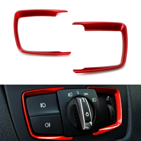 - iJDMTOY 2pc Red Headlight Switch Surrounding Decorative Trims For BMW 2 3 4 Series X5 X 6 (F22 F30 F31 F32 F33 F15 F16)