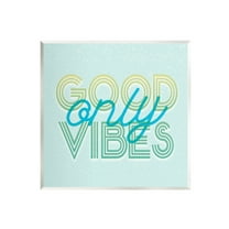 Stupell Industries Good Vibes Only Blue Retro Graphic Art Unframed Art Print Wall Art, Design by Lil' Rue