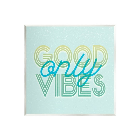 Stupell Industries Good Vibes Only Blue Retro Graphic Art Unframed Art Print Wall Art, Design by Lil' Rue